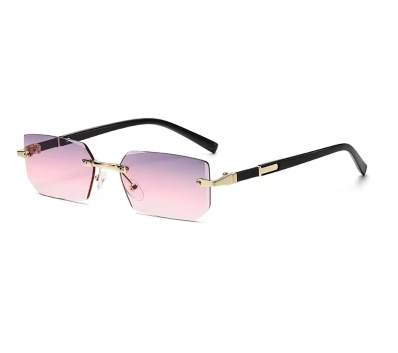 Rimless Cut Edge Rectangle Sunglasses Unisex Frameless Eyewear Designer Fashion Vintage Square Shade Y2k Sun Glasses Goggles