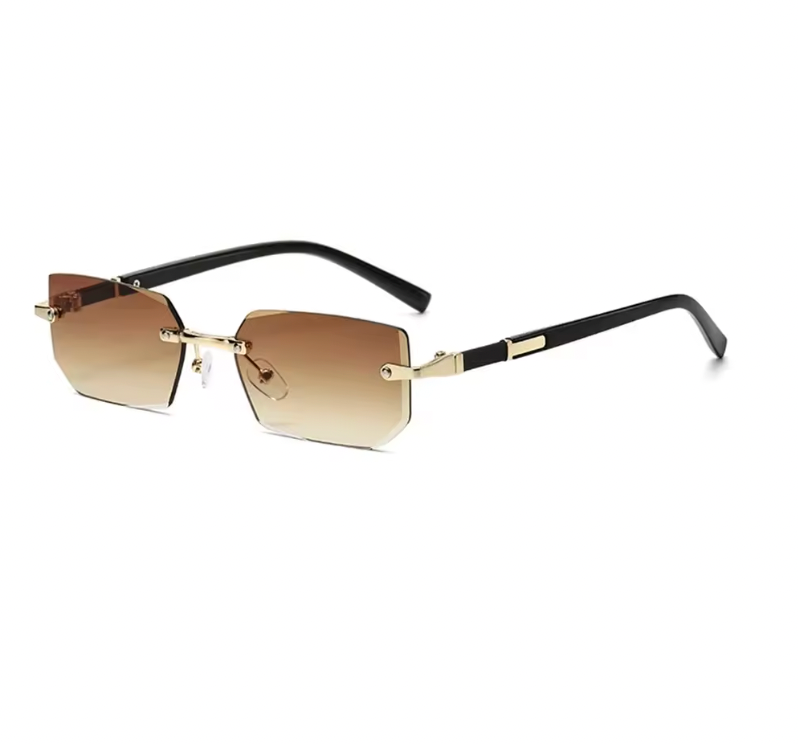 Rimless Cut Edge Rectangle Sunglasses Unisex Frameless Eyewear Designer Fashion Vintage Square Shade Y2k Sun Glasses Goggles